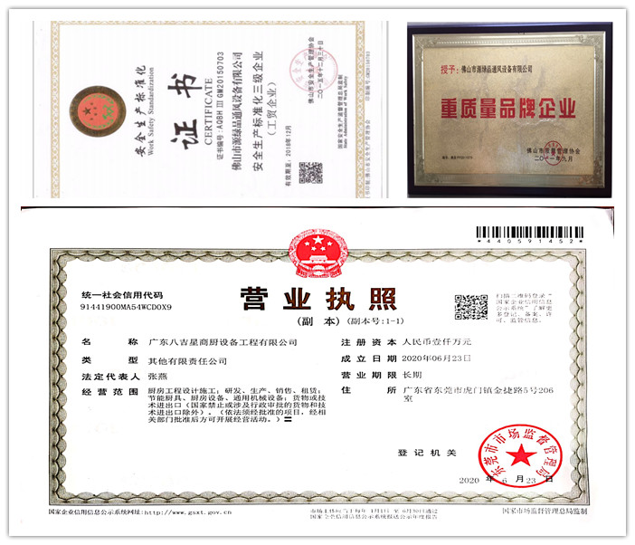 八吉星商用廚房公司營業(yè)執(zhí)照、證書